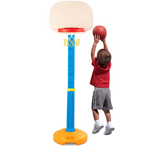Product Cover Costzon Kids Basketball Stand, Basketball Hoop Adjustable Height, Kids Play Toy, Portable Design Indoor Outdoor Christmas Birthday Gifts (Height Adjusts from 4 to 5.5 Feet)