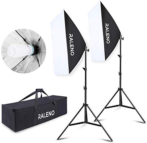 Product Cover RALENO 800W Softbox Lighting Kit 2X20X28 inch Professional Photography Continuous Lighting Equipment with 2 x 85W E27 Socket 5500K Bulbs for Portraits and Product Shooting