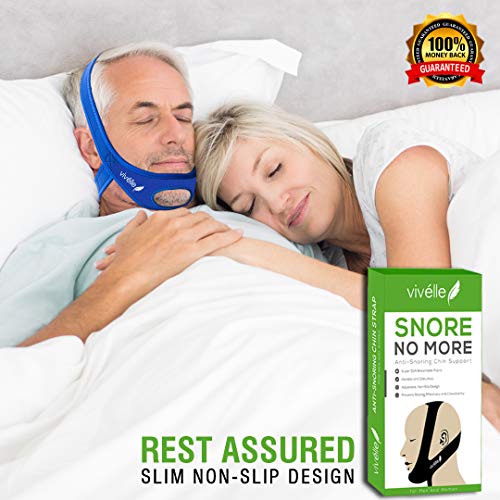 Product Cover CPAP Bi-PAP VPAP BPAP TMJ Chin Strap Anti Snoring Chin Strap for Men and for Women - Snore No More by Vivélle, Slim Non-Slip, Adjustable, Premium Snore Stopper Device That Helps You Day and Night