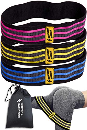 Product Cover Athlete Basics 3-Piece Fabric Hip Slingshot Bands - Ideal for Women and Men to Maximize Workout, CrossFit, Yoga & More - Resistance Booty Bands for Legs, Shoulders and Arms