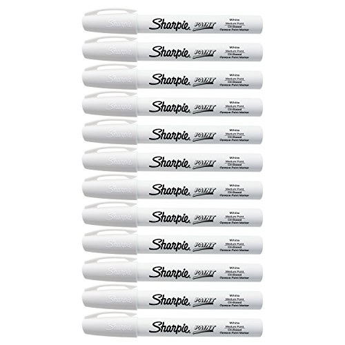 Product Cover Sharpie Oil-Based Paint Marker, Medium Point, White, 12 Count - Great for Rock Painting