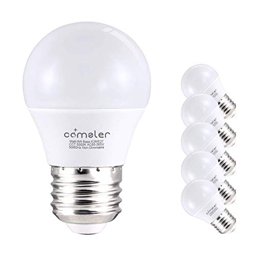 Product Cover Comzler 6W A15 LED Bulb Daylight 60 Watt Equivalent, E26 Medium Screw Base Small Light Bulb Cool White 5000K, Home Lighting Decorative Ceiling Fan Light Bulbs Non-Dimmable(Pack of 6)