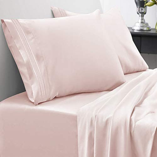 Product Cover Sweet Home Collection 1800 Thread Count Bed Set Egyptian Quality Brushed Microfiber 4 Piece Deep Pocket Sheets, Full, Pale Pink
