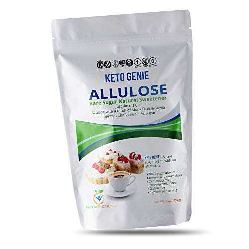 Product Cover Keto Genie Allulose with Monk Fruit Sweetener & Stevia, Sugar Substitute 1:1, Sugar in the Raw, Stay in Ketosis, Perfect for Diabetes