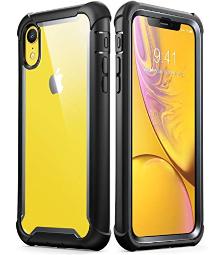Product Cover i-Blason Ares Case for iPhone XR 2018, Full-Body Rugged Clear Bumper Case with Built-in Screen Protector (Black)