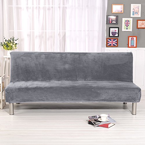 Product Cover Younar Silver Grey Armless Futon Cover Sofa Bed Cover Full Size Thicker Plush Sofa Cover Protector Sofa Slipcover (Silver Gray)