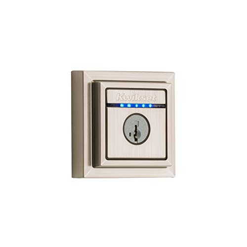 Product Cover Kwikset 99250-206 Kevo Contemporary Touch-to-Open Bluetooth Smart Square Door Lock Deadbolt Featuring SmartKey Security, Satin Nickel