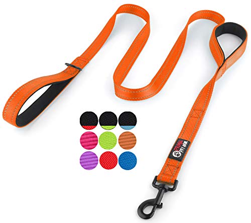 Product Cover Primal Pet Gear Dog Leash 6ft Long - Traffic Padded Two Handle - Heavy Duty - Double Handles Lead for Control Safety Training - Leashes for Large Dogs or Medium Dogs (6FT, Orange)