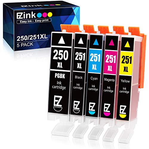 Product Cover E-Z Ink (TM) Compatible Ink Cartridge Replacement for Canon PGI-250XL PGI 250 XL CLI-251XL CLI 251 XL to use with PIXMA MX922 MG5520 (1 Large Black, 1 Cyan, 1 Magenta, 1 Yellow, 1 Small Black) 5 Pack