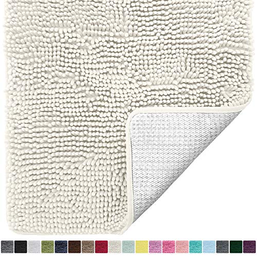 Product Cover Gorilla Grip Original Luxury Chenille Bathroom Rug Mat, 24x17, Extra Soft and Absorbent Shaggy Rugs, Machine Wash Dry, Perfect Plush Carpet Mats for Tub, Shower, and Bath Room, Ivory