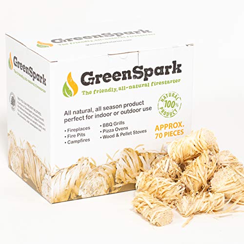 Product Cover GreenSpark - Friendly Fire Starter Bundles, 70 Count, 100% All-Natural, 8-10 Min. Burn, Fireplace, Campfire, Fire Pit, BBQ Grill, Wood & Pellet Stove, Indoor/Outdoor, All-Weather, Super Fast Lighting