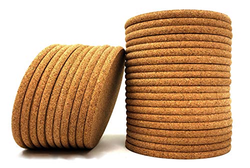 Product Cover Cork Coasters - Round Blank Cork Drink Coasters 4 Inches with Rounded Edges - 1/4 Inch Thick - Pack of 30 - Coasters For Drinks, DIY Crafts, Plants, Party and Wedding Favors