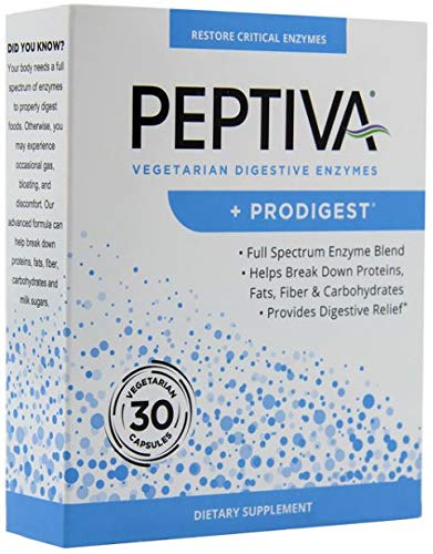 Product Cover Peptiva Digestive Enzymes + ProDigest - Full Spectrum, Natural, Vegetarian Digestive Support - Helps with Bloating, Gas, Constipation