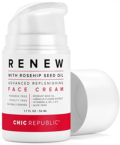 Product Cover Daily Face Moisturizer with Rosehip Oil | Organic Face Moisturizer | Vitamin C, A and E, Aloe Vera, Hibiscus | For Sensitive, Oily or Dry Skin | Anti Wrinkle Hydrating Face Cream