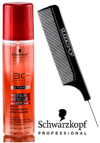 Product Cover Schwarzkopf BC BONACURE Repair Rescue SPRAY CONDITIONER for FINE TO NORMAL DAMAGED HAIR (with Sleek Steel PIn Tail Comb) Leave In Conditioner (Repair Rescue - 6.8 oz / 200 ml)
