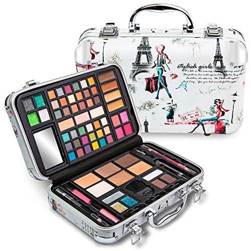 Product Cover Vokai Makeup Kit Gift Set - Paris Travel Case 41 Eye Shadows 4 Blushes 5 Bronzers 7 Body Glitters 1 Lip Liner Pencil 1 Eye Liner Pencil 2 Lip Gloss Wands 1 Lipstick 5 Concealers 1 Brow Wax 1 Mirror