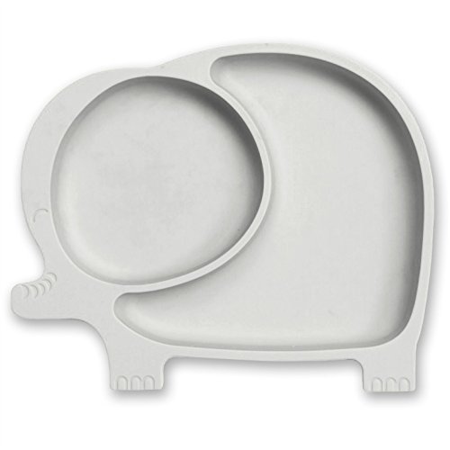 Product Cover Sage Spoonfuls Sili Elephant Silicone Suction Divided Toddler Plate, Grey