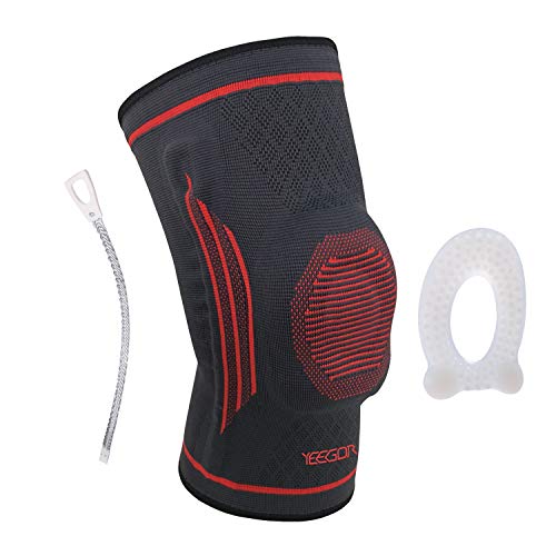 Product Cover YEEGOR Knee Compression Sleeve for Men & Women - Breathable Knee Brace with Padding - Knee Support Sleeve for Running, Biking, Volleyball, Arthritis, Meniscus Tear, Joint Pain Relief