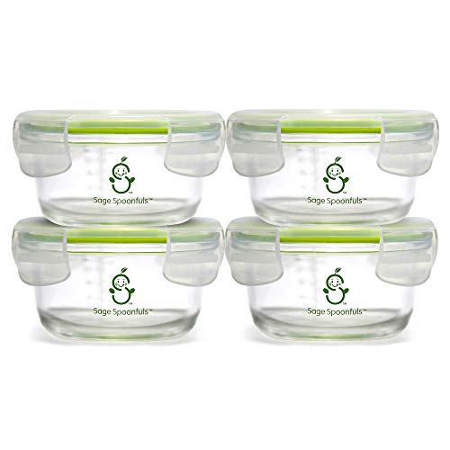 Product Cover Sage Spoonfuls 4 Piece Tough Glass Bowls Baby Food Storage Containers