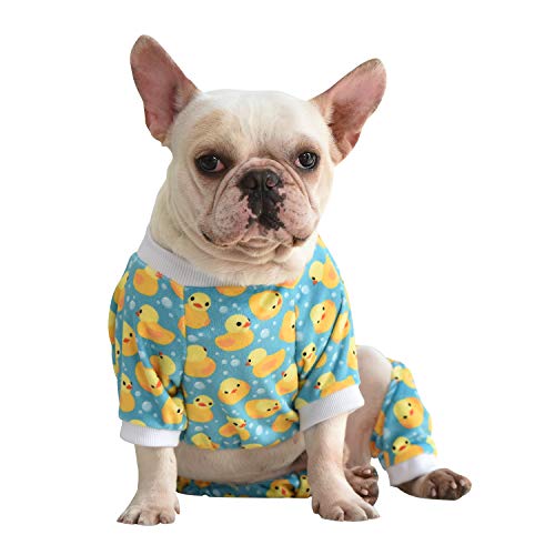 Product Cover CuteBone Dog Pajamas Yellow Ducks Dog Apparel Dog Jumpsuit Pet Clothes Pajamas Coat Xmas P50M