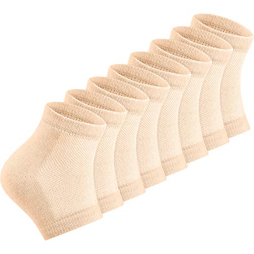 Product Cover Bememo Soft Gel Heel Socks Ventilate Open Toe Socks 4 Pairs for Dry Hard Cracked Skin Moisturizing Day Night Care Skin (Skin)