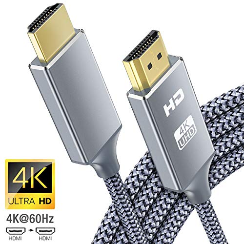 Product Cover 4K HDMI Cable,Capshi 15FT HDMI Cord High Speed 18Gbps HDMI to HDMI Cable,4K, 3D, 2160P, 1080P, Ethernet - 28AWG Braided HDMI 2.0 Cable - Audio Return Compatible UHD TV, Blu-ray, PS4/3, Monitor, PC