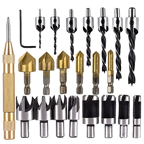 Product Cover Woodworking Drilling or Chamfer tool,8PCS Wood Plug cutter,6pcs 1/4