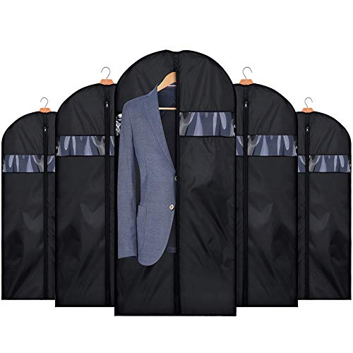 Product Cover HOUSE DAY Garment Bags for Storage 5 Pack 42 inch Garment Bags for Travel Foldable Storage Bags Suit Covers for Closet,Washable Garment Suit Cover for Dresses,Suits,Coats