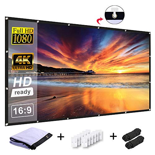 Product Cover RELEE Projector Screen 120 inch HD Foldable Anti-Crease Portable Outdoor Indoor Projector Movies Screen Wall Mount for Home Theater Support Double Sided