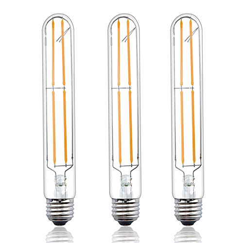 Product Cover 8W Dimmble T10 LED Tubular Bulb Lustaled T10 Vintage LED Filament Lights E26 Medium Base Lamp Daylight 80W Incandescent Replacement for Piano Showcase Home Decorative Lighting (3-Pack)