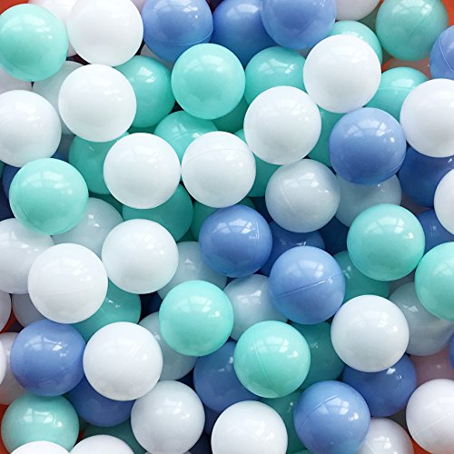 Product Cover Thenese Pit Balls Crush Proof Plastic Children's Toy Balls Macaron Ocean Balls Small Size 2.15 Inch Phthalate & BPA Free Pack of 100 White&Green&Blue
