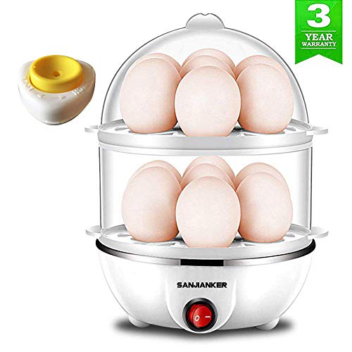 Product Cover SANJIANKER XB-EC06 14 Egg Capacity Egg Cooker,350W Electric Egg Maker,Egg Steamer,Egg Boiler,Egg Cooker With Automatic Shut Off, Egg Cooker with Egg Piercer,White