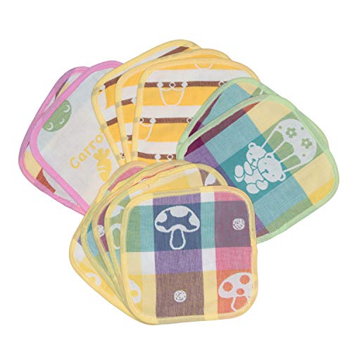 Product Cover KaWaii Baby 12/Pack Muslin Cotton Wash Cloth Wipes for Diaper Change| 100% Cotton, Washable, Reusable, Very Absorbent Multi Layers Wash Cloth| Handkerchief, Burp Cloth