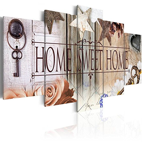 Product Cover AWLXPHY Decor Home Sweet Home Canvas Wall Art Print Painting 5 Panels Framed for Living Room Decoration Modern Still Life Love Stretched Artwork Giclee Wedding Gift (Beige, 40
