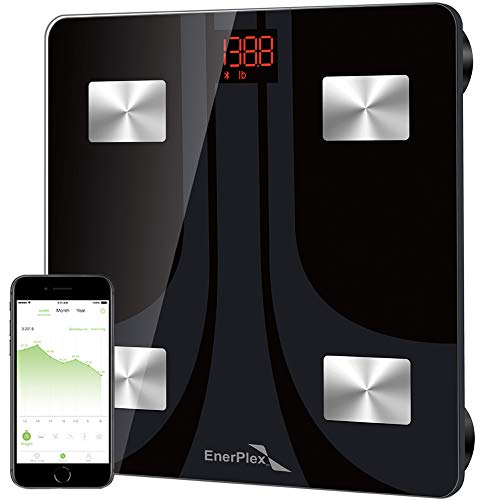 Product Cover EnerPlex Fit 2020 Model Bluetooth Body Fat Scale, Weight Scales Digital Smart Body Composition Wireless Analyzer BMI Scale Health Monitor with Smartphone APP, 396 lbs Black