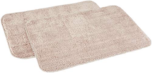 Product Cover Amazon Brand - Solimo Anti-Slip Microfibre Bathmat, 40cm x 60cm - Pack of 2 (Beige)