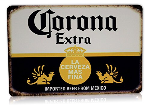 Product Cover Corona Beer Man Cave Decor Extra Metal Sign La Cerveza Alcohol Home Party Bar Retro Vintage Signs Size: 8x12 Inches