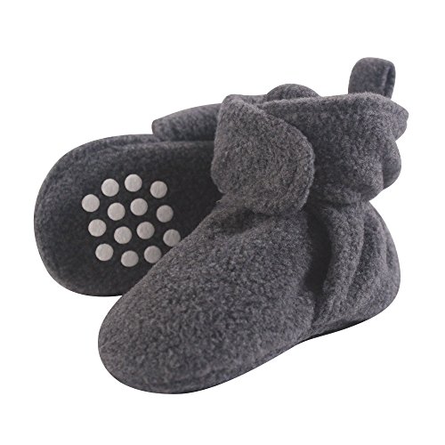 Product Cover Luvable Friends Baby Cozy Fleece Booties with Non Skid Bottom, Charcoal Heather, 12-18 Months