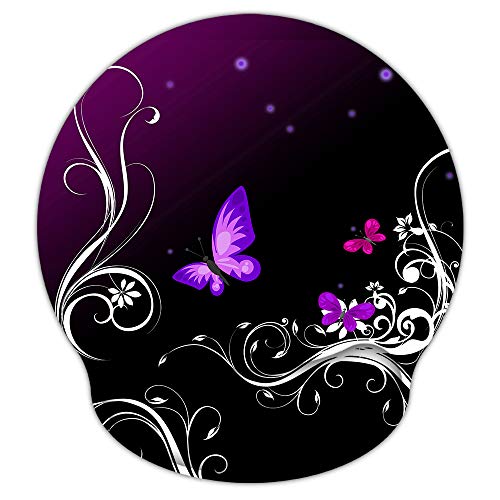 Product Cover Mouse Pads for Computers Ergonomic Memory Foam Nonslip Wrist Support-Lightweight Rest Mousepad for Office,Gaming,Computer, Laptop & Mac,Pain Relief,at Home Or Work (Purple Butterfly)