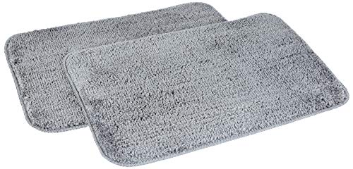 Product Cover Amazon Brand - Solimo Anti-Slip Microfibre Bathmat, 40cm x 60cm - Pack of 2 (Grey)