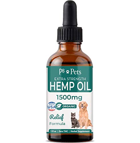 Product Cover Hemp Oil for Dogs and Cats (1500mg) - Organically Grown & Made in USA - Pet Relief Formula Relieves Anxiety, Supports Hip & Joint Health, Naturally Relieves Pain, Herbal Supplement