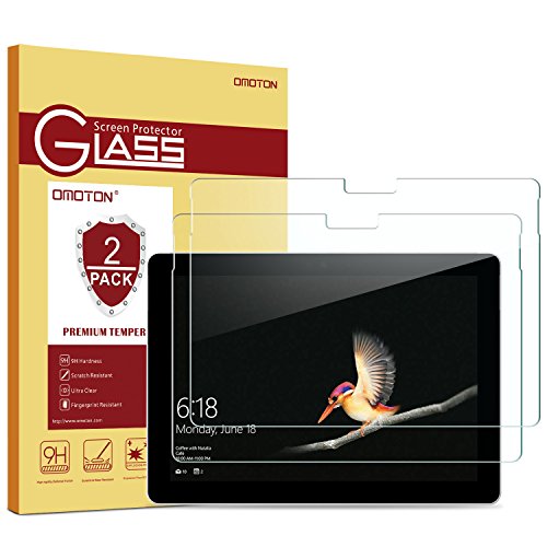 Product Cover [2 Pack] Surface Go Screen Protector - OMOTON 9H Hardness HD Tempered Glass Screen Protector for Microsoft Surface Go (10 inch, 2018 Released)