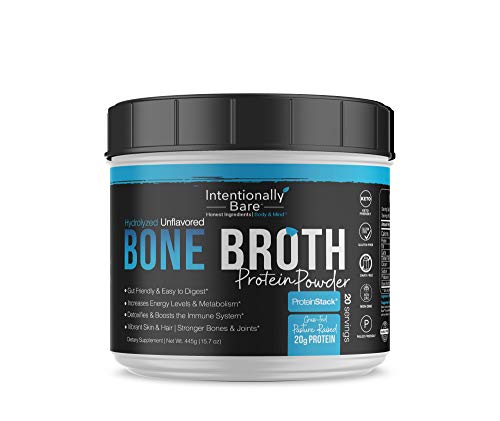 Product Cover Pure Bone Broth Protein Powder - 20 Grams Protein - Supports Keto & Paleo Diets - Collagen Types 1, 2 & 3 - from Grass-Fed, Pasture Raised Cows - Dairy Free, Non-GMO - Unflavored, 20 Servings