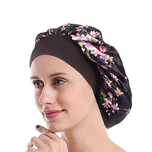 Product Cover Funcl Womens Sleep Night Cap Wide Band Polyester Bonnet for Hair Beauty,Hair Care Cap,Chemo Beanie,Curly Springy Hair