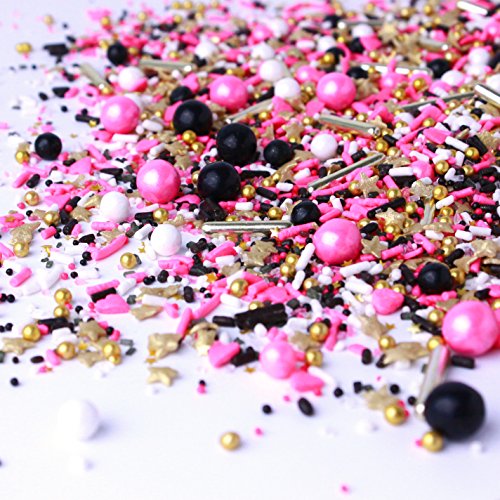 Product Cover Queen of Pop Sprinkle Mix | Valentine's Day |Pink and Black | Birthday | Princess| Christmas Sprinkles, 4OZ