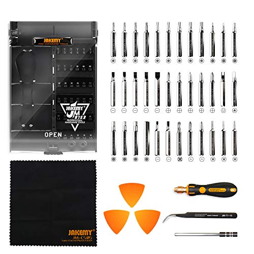 Product Cover Jakemy 43 in 1 Screwdriver Set Precision Repair Tool Kit with 36 Magnetic Driver Bits Screwdriver Kit for iphone 11/X/8/7 Plus Cell Phone Macbook Laptop PC Black