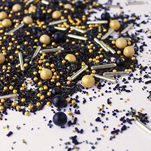 Product Cover Black Gold Sprinkle Mix | Graduation | New Year's | Glam Sprinkles, 4OZ