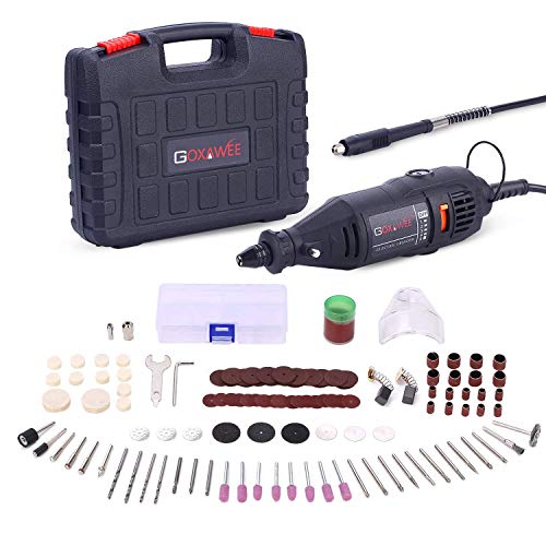 Product Cover GOXAWEE Rotary Tool Kit with MultiPro Keyless Chuck and Flex Shaft - 140pcs Accessories Variable Speed Electric Drill Set for Crafting Projects and DIY Creations
