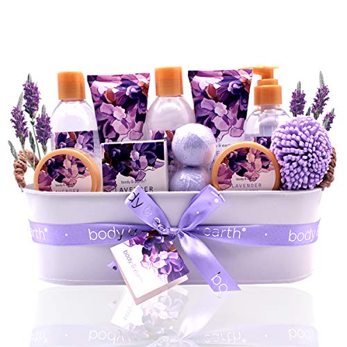 Product Cover Bath Spa Gift Basket, Body & Earth Bath Gift Set 12 Pcs Lavender Scented, Includes Shower Gel, Bubble Bath, Bath Salt, Bath Bomb, Body Lotion and More, Bath and Body Gift Idea for Birthday Christmas