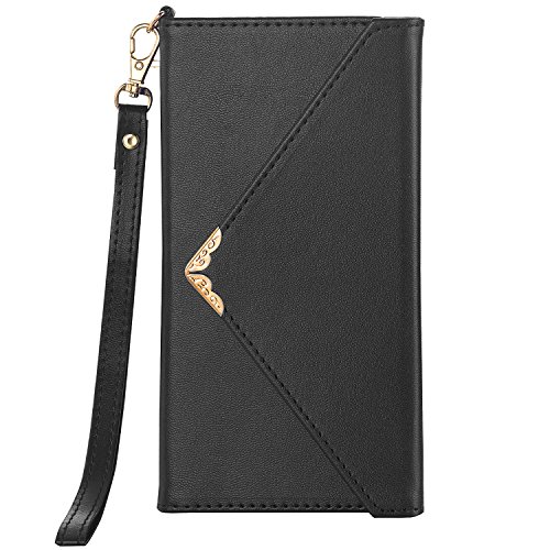 Product Cover Crosspace Galaxy Note 9 Case, Galaxy Note 9 Wallet Case, Envelope Flip Handbag Shell Women PU Leather Slim Holster Magnetic Folio Cover with Card Holder Wrist Strap for Samsung Galaxy Note 9-Black
